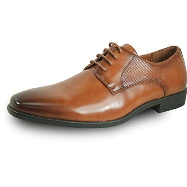 Imagem de Bravo! Sapato social masculino King Classic Lace Up Oxford liso ou bico ou ponta de asa com meia de couro largura média e larga preto marrom conhaque azul roxo vermelho, Conhaque 7, 10