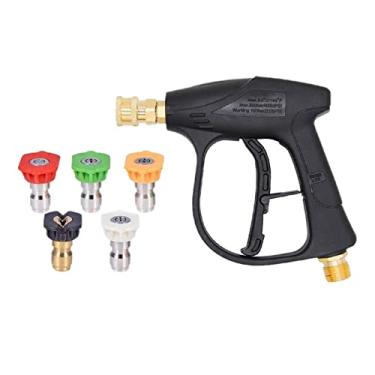 Imagem de Lavadora de alta pressão 5000 PSI Lança de espuma de neve 5 pontas de bocal conector de mangueira M22 para limpeza de carro | Ferramenta profissional de limpeza de entrada de garagem - com 5 bocais