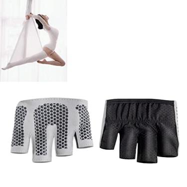 Imagem de Naroote Luvas Femininas Antiderrapantes para Micro Ioga, Pilates, para Exercícios Físicos, Material de Malha Respirável, para Ioga, Pilates, Artes Marciais, Fitness (Preto G 19cm / 7,5 pol.)