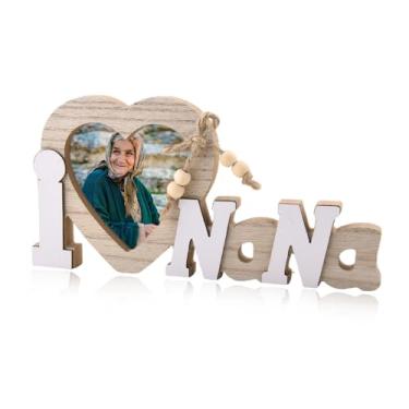 Imagem de YangQian Porta-retrato I Love Nana Coração Presentes de madeira para avó Presentes de aniversário de Natal para avó, 8,5 x 8,5 cm, presente fotográfico para vovó, ideias de presente Mimi Gigi