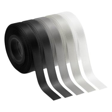 Imagem de PATIKIL Fita de cetim sólida de 9,5 cm x 50 metros, 5 peças de rolo de fita de tecido de poliéster face única para embrulho de presente, artesanato, buquê de casamento, aniversário, arcos de cabelo