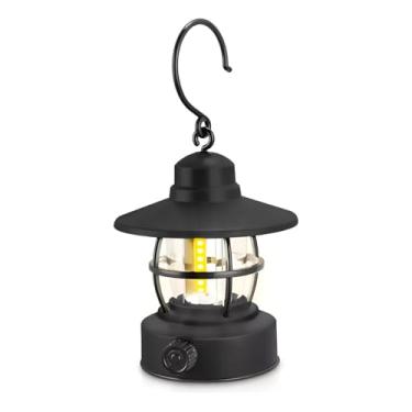 Imagem de LED Portátil, Metal Preto, 14cm x 11cm, Bateria de Lítio, Luz Branca Quente, 6h Autonomia, para Camping e Emergências