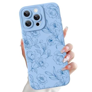 Imagem de OOK Capa compatível com iPhone 16 Pro de 6,3 polegadas, estampa fofa de flores florais de silicone, capa de telefone macia e fina com proteção para câmera para meninas e mulheres - gardênias azuis