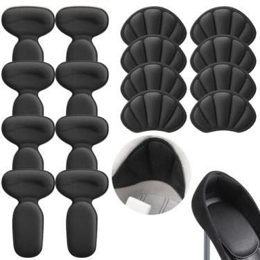 Imagem de Geyoga 8 pares de almofadas adesivas de calcanhar para botas grandes muito soltas, recortáveis, reutilizáveis na parte de trás do calcanhar, inserções para mulheres e homens, protetores de sapato