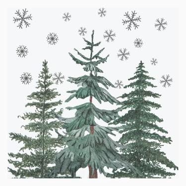 Imagem de 100 guardanapos de papel para árvore de Natal, flocos de neve de inverno, guardanapo descartável, Lunchenon, pinheiros, Natal, bebida, toalha de mão para férias, casamento, festa de aniversário