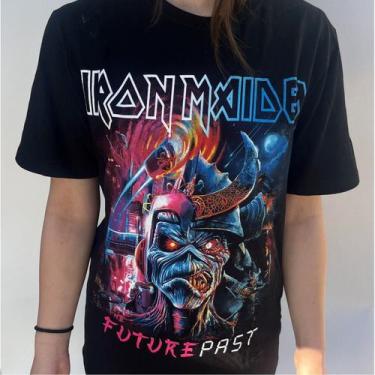 Imagem de Camiseta Iron Maiden de manga curta preta para homens - Lightbek Offic
