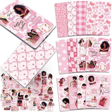 Imagem de TAKEALOOKO Inserir papel cartolina para Kindle - 12 peças de inserções de capa traseira de meninas pretas e 50 peças de adesivos inspiradores para e-readers Kindle, presentes de livros para mulheres