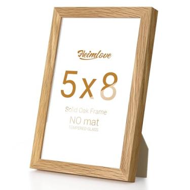 Imagem de Heimlove Moldura de madeira de carvalho, 12 x 20 cm, alta qualidade, 12 x 20 cm, para pendurar na parede ou na mesa, molduras 12 x 20 cm natural sem tapete, vidro temperado, kit de parede, cor de