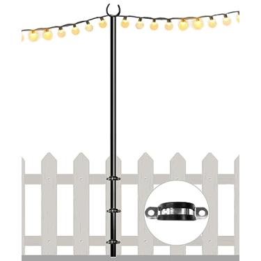 Imagem de Eazielife Varetas de 10 pés para ambientes externos, poste de suporte de iluminação de metal resistente para cerca de deck trilhos quintal decoração de festas de casamento