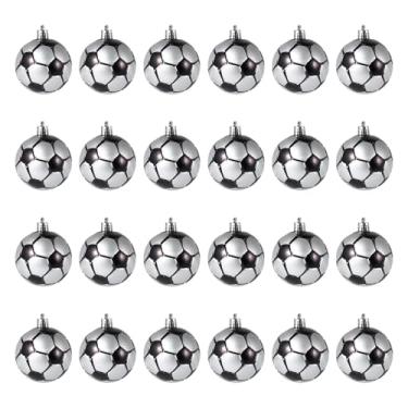 Imagem de Garvee Conjunto de enfeites de bola de Natal com tema esportivo, 24 peças, futebol, beisebol, basquete, futebol, decorações para pendurar com brilho para árvore de Natal, decoração de festas de fim de