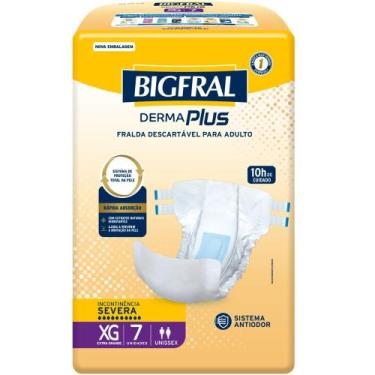 Imagem de Fralda Geriátrica Bigfral Derma Plus Regular XG 7 Unidades, 7, XG
