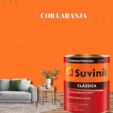 Imagem de Tinta Para Parede Acrílica Laranja Suvinil Clássica 800ml Premium Anti