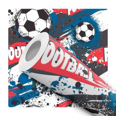 Imagem de Papel de Parede Vinílico Autoadesivo Lavável Futebol Bola Infantil Men
