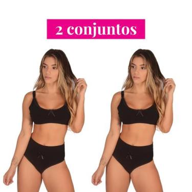 Imagem de Kit 2 Conjuntos (Sutiã Amamentação +Calcinha Cós Alto Pós Parto) Sutia