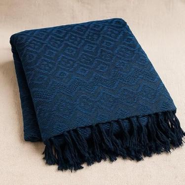 Imagem de Manta Para Sofá Gigante Luxo KING Manta Decorativa Premium 100% Algodão – Capa Protetora e Decorativa para Sofá Cama ou Sala (TAMBABA AZUL)