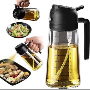 Imagem de Vicnista Pulverizador duplo de azeite de oliva e garrafa de vidro para cozinha com adesivo - 470 ml, acessório de fritadeira a ar livre de BPA - para cozinhar, churrasco, assar e salada (preto)
