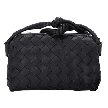 Imagem de VESTURINA Bolsa tiracolo de tecido para mulheres, bolsas de couro pequenas para noite com fecho de zíper, alça de ombro ajustável (preta)