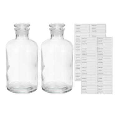Imagem de PATIKIL Pacote com 2 frascos de reagente de vidro de 500 ml, frasco de armazenamento de mídia de reagente de boca estreita com tampa de solo para líquido de reagente de água de laboratório, perfume