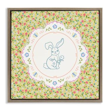 Imagem de Stupell Industries Arte de parede floral Spring Bunny & Sprig Brown Floating Canvas Floater, design por Angela Steahling, 63 x 63 cm