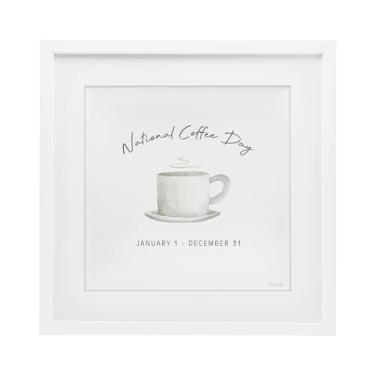 Imagem de Stupell Industries Impressão emoldurada cinza Everyday National Coffee Day sob vidro, design de Cindy Jacobs, 40 x 40 cm