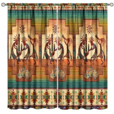 Imagem de Cortinas astecas do sudoeste abstrato nativo tribal campo fazenda tratamento de janela para sala de estar quarto cozinha decoração de casa cortinas de janela 160 cm L x 183 cm C