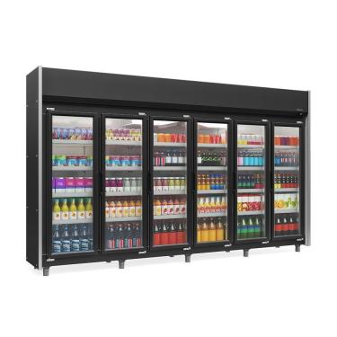 Imagem de Expositor 6 Portas Preto Geas6p 4 Prateleiras 220V Gelopar