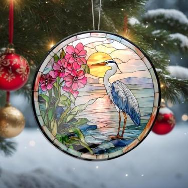 Imagem de Enfeites de Natal com flor de pássaro, decoração de férias, decoração de acrílico, decoração de interiores de carro, enfeite de árvore de Natal, artesanato para pendurar, colecionáveis, para presente