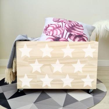 Imagem de Caixote Organizador com Rodas 30x30x50cm - Cesto Organizador de Brinquedos e Roupas - Madeira Pinus(CX031)