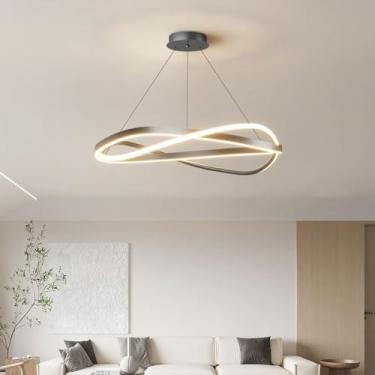 Imagem de Lustre De Dobra E Enrolamento Pingente De Alumínio Para Casa Moderna Led Luminárias De Iluminação De Suspensão Iluminação Interna Simples Lâmpada Suspensa Regu, Black 100cm