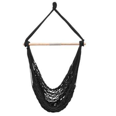 Imagem de Rede Cadeira Balanço Descanso Teto Suspensa Trançada Reforçada(Preto)