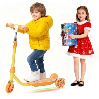 Imagem de Patinete para crianças de 3 a 7 anos, 3 rodas com luz de LED, altura ajustável do guidão, plataforma antiderrapante longa, scooters de metal resistente para meninos e meninas de 3 a 5 a 7 anos, até 50