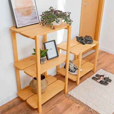 Imagem de Estante Laguna 3 Prat 95ax60lx42p Em Madeira Cor Mel