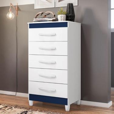 Imagem de Cômoda Milady 5 Gavetas Azul - Organize com Elegância