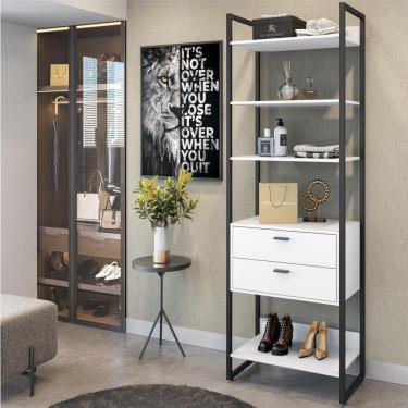 Imagem de Roupeiro Cloe Com Gavetas Branco Preto