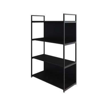 Imagem de Estante C/04 Prateleiras 118x80x33cm C/fundo Yon Preto Tx/est.preta Preto Tx/est.preta