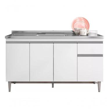 Imagem de Balcão Multiuso P/pia Tatiane S/tampo 150cm 4 Pts 1 Gv Cor Branco