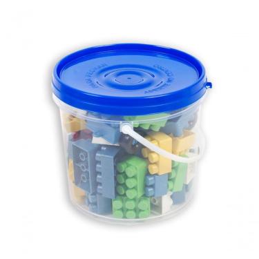 Imagem de Balde com Blocos de Montar 64 Peças Tampa Azul