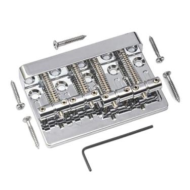 Imagem de Generic Ponte Jazz Bass com parafusos de montagem e chave de ajuste, ponte de baixo elétrica de 4 cordas, liga de zinco cromada
