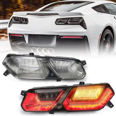 Imagem de XELVO Conjunto de luzes traseiras compatível com Chevy Corvette C7 Z06 2014 2015 2016 2017 2018 2019 Lâmpadas traseiras de freio traseiro de substituição 84587829 84587830 (um par)