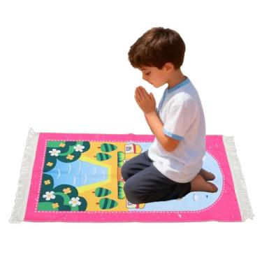 Imagem de Pssopp Tapete de Oração, Pano de Algodão Macio, Tapete de Oração Muçulmano, Joelho Com Borlas para Mulheres, Homens, Crianças, Meditação