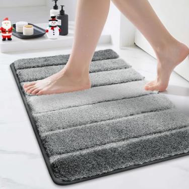 Imagem de COSY HOMEER Tapetes de banheiro 61 x 43 cm, tapete de banho absorvente ultra macio com suporte de TPR antiderrapante, lavável na máquina tapete felpudo para piso de banheiro, cinza