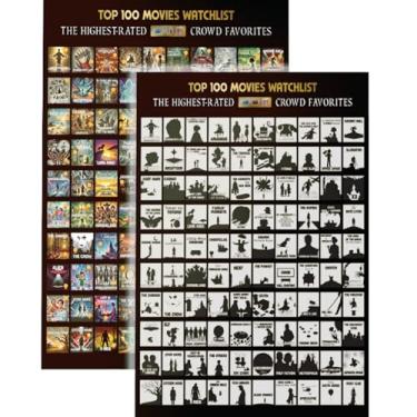 Imagem de TRANGLE Top 100 Movies Scratch Off Poster - Bucket List IMDB Family Recommendation Movie - Gift Date Night List Cards Films (obra de arte do filme)