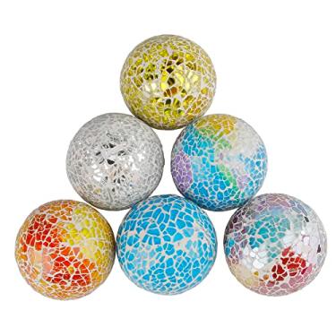 Imagem de 6 peças de esfera de vidro mosaico de 6 cm esferas decorativas de vidro mosaico bolas de decoração de mosaico para tigelas vasos mesa decoração de mesa
