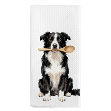 Imagem de nvucamd Toalhas de cozinha engraçadas Border Collied Dog, presentes Border Collie para mulheres, presentes para amantes de cães fofos, toalhas de mão engraçadas, toalha de chá de prato de cachorro