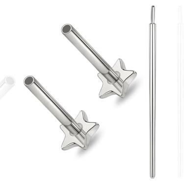 Imagem de limerencia Pino de barra sem fio de titânio para piercing corporal Tragus, 16G/18G/20G, ajuste de pressão, brincos de pino de pressão e costas planas de substituição Medusa Helix para mulheres e