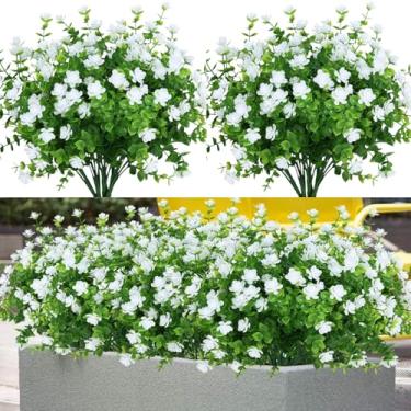 Imagem de Dyale 12 pacotes de flores artificiais de eucalipto, plantas artificiais de plástico ao ar livre, arbustos resistentes a UV, decorações externas internas