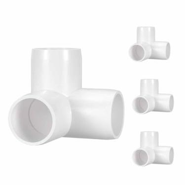 Imagem de Kozelo Pacote com 4 encaixes de tubulação de cotovelo de PVC SCH40 de 3 vias, encaixe em T de saída lateral de canto de cotovelo de PVC de 3 vias, conectores de tubo de grau de móveis para projeto DIY