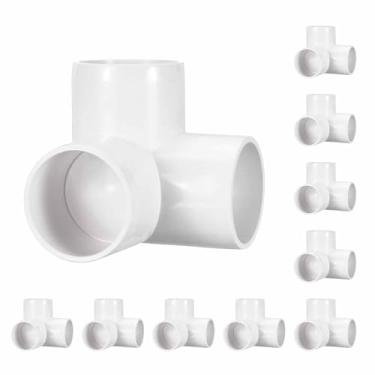 Imagem de Pacote com 10 encaixes de tubulação de cotovelo de PVC SCH40 de 3 vias, encaixe em T de saída lateral de canto de cotovelo de PVC de 3 vias, conectores de tubo de grau de móveis para projeto DIY