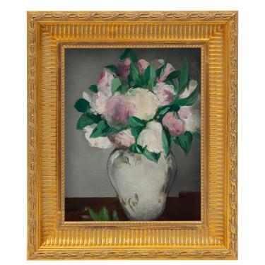 Imagem de Moldura de tela de madeira maciça para pinturas a óleo de 28 x 35 cm, moldura dourada ornamentada para arte em tela, paisagem vintage com acabamento de 6 cm de largura, arte de parede abstrata