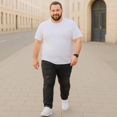 Imagem de CALÇA JEANS Masculina RASGADA Plus Size Grande Tamanho 44 46 48 Reforçada 1094-Masculino